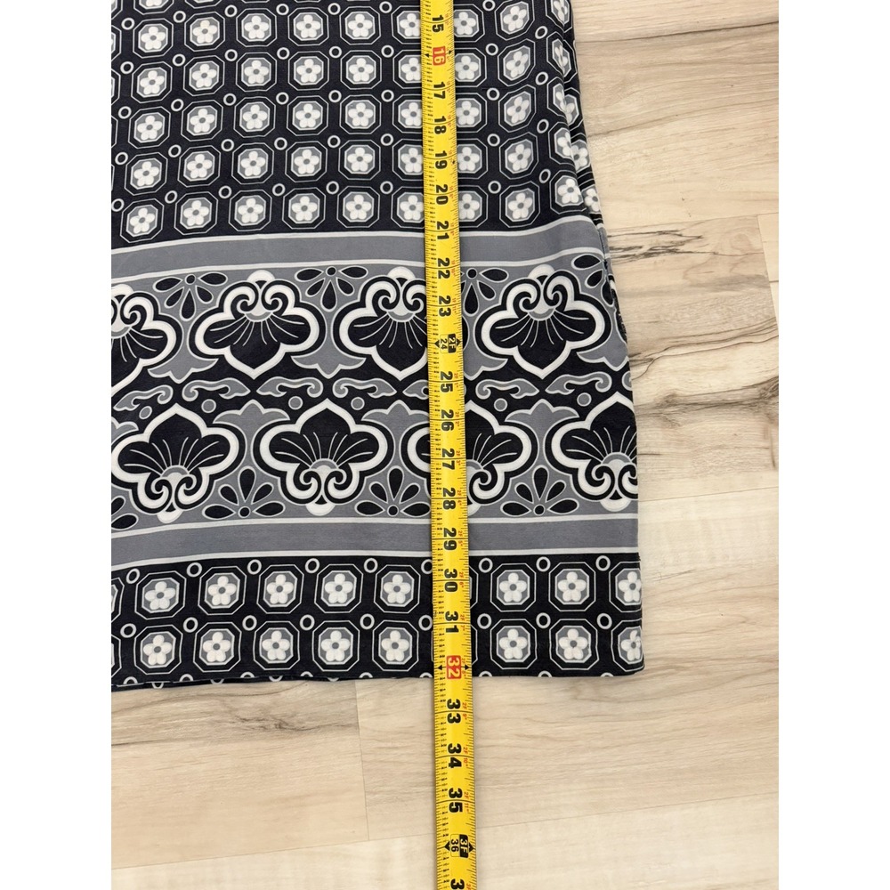 Tory Burch 100% Silk Gray White Geometric Tunic Dress Split Neck Women Shift 4 - Picture 13 of 14